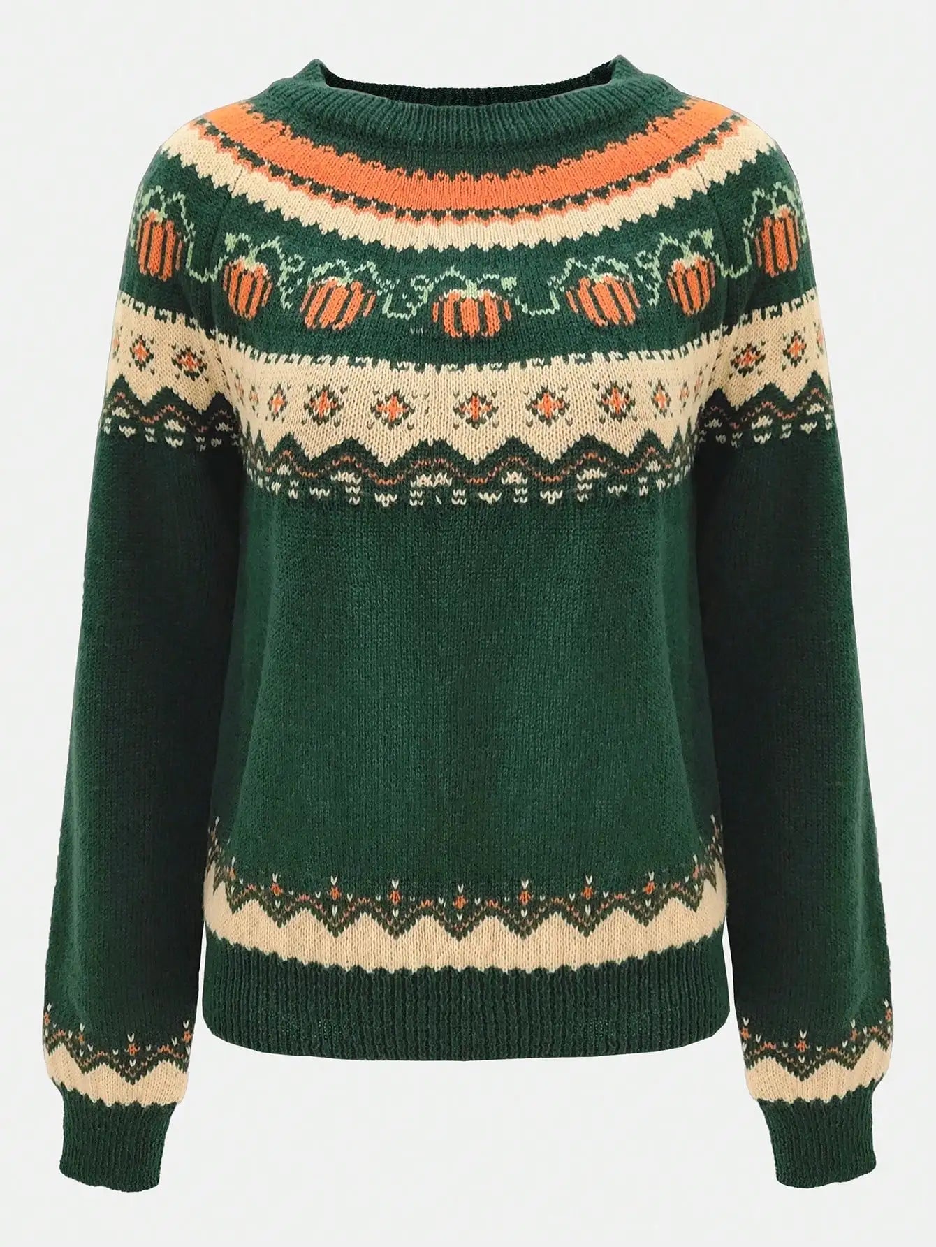 Pumkin Sweater | Jacquard Woolen Pullover