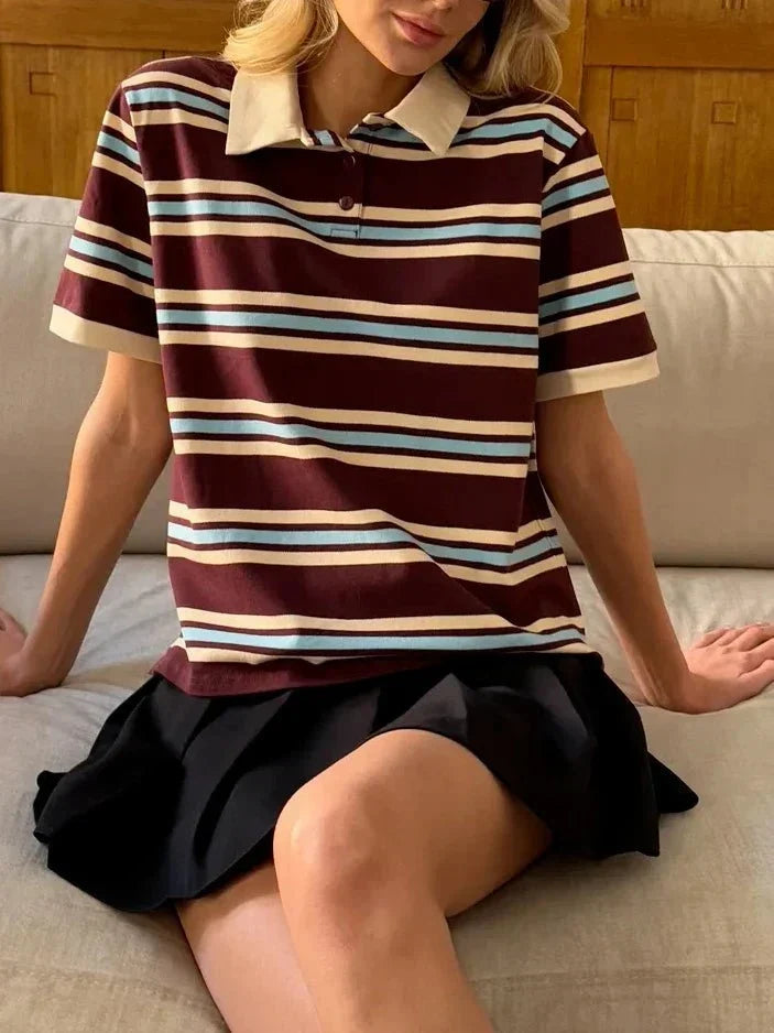 Noelle | Stripe Polo Tee