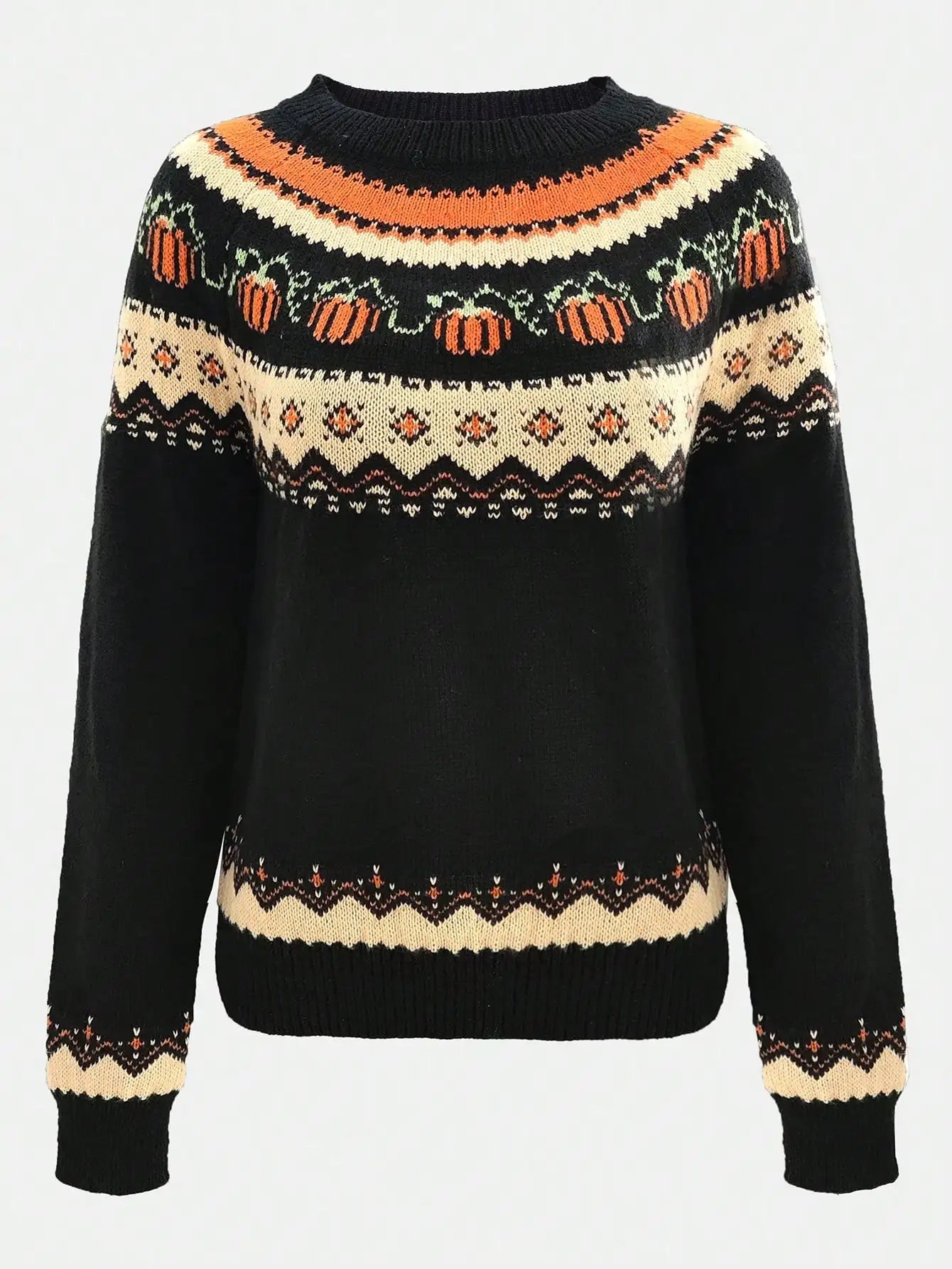 Pumkin Sweater | Jacquard Woolen Pullover