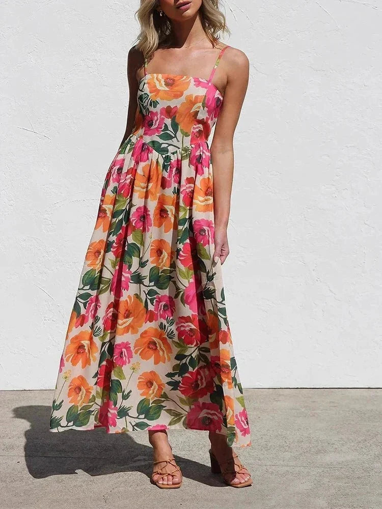 Isadora | Floral Backless Slip Maxi Dress