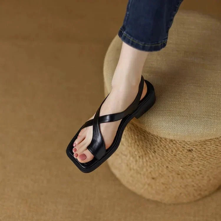 Ivy Cross Sandals | Leather Blend, Orthopedic Cushioned Footbed