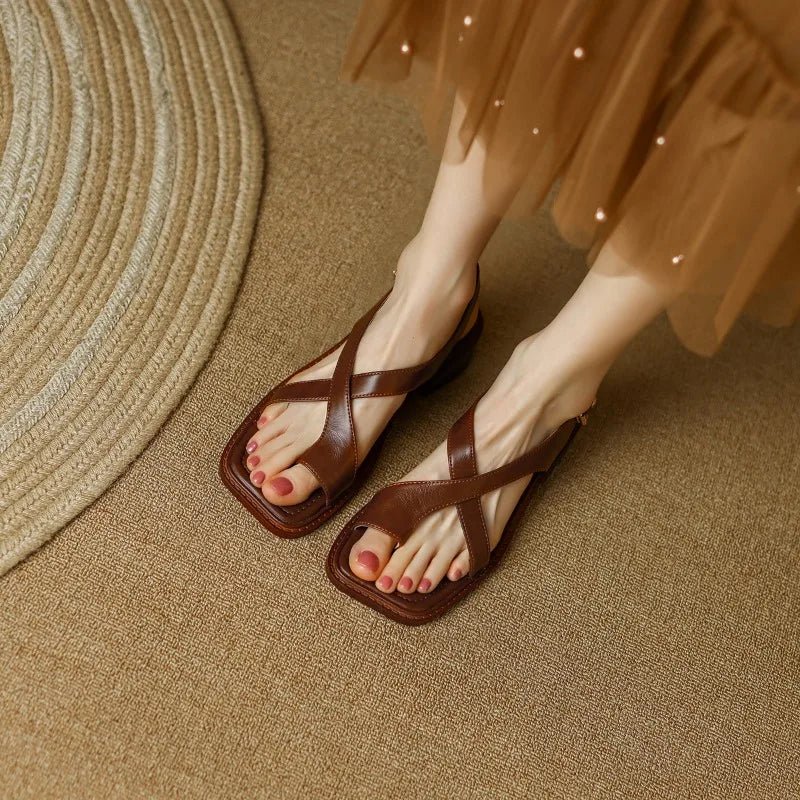 Ivy Cross Sandals | Leather Blend, Orthopedic Cushioned Footbed