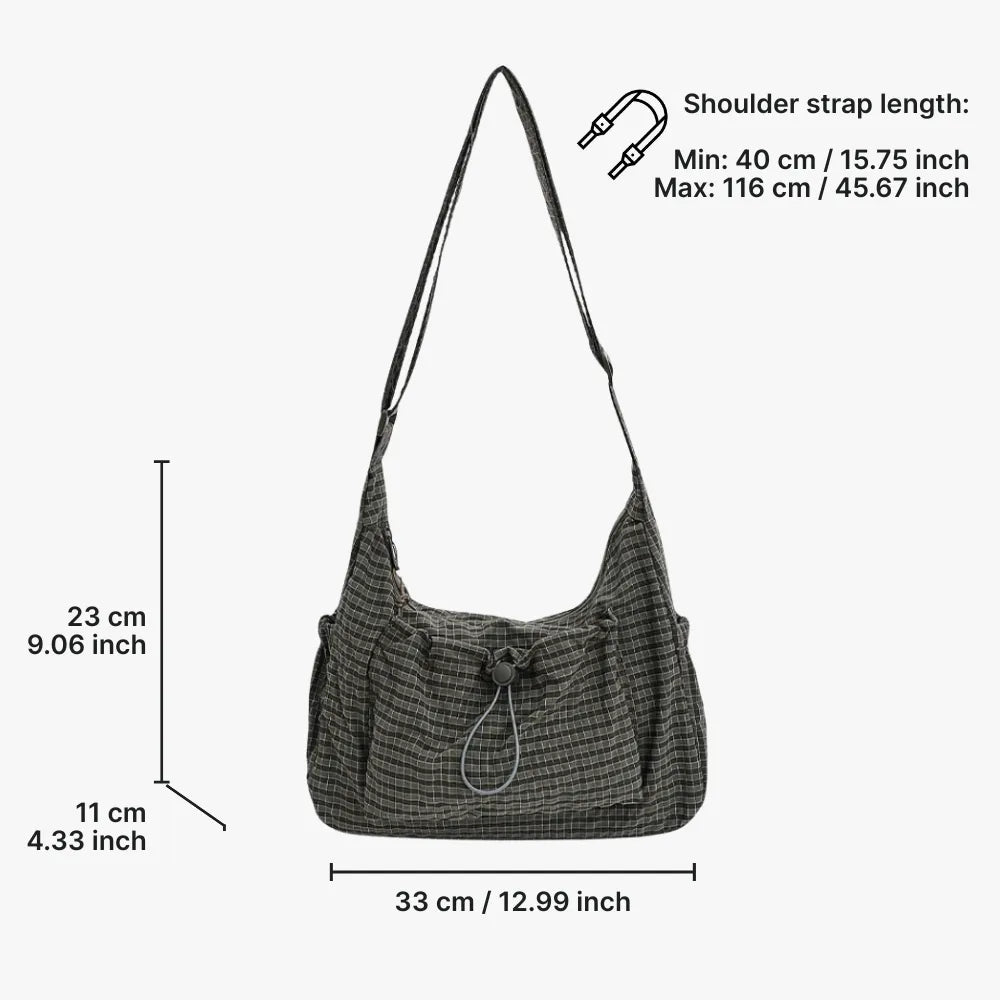 Nava Crossbody Bag | Checkered Nylon and Polyester Design for Women