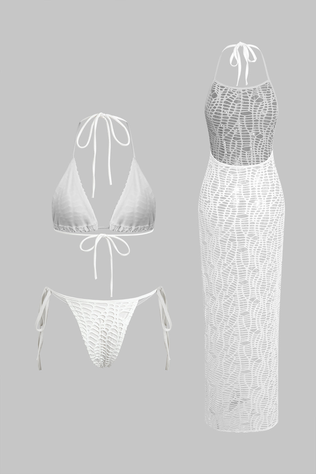 Hally | Bikini And Open Knit Cover Up Set