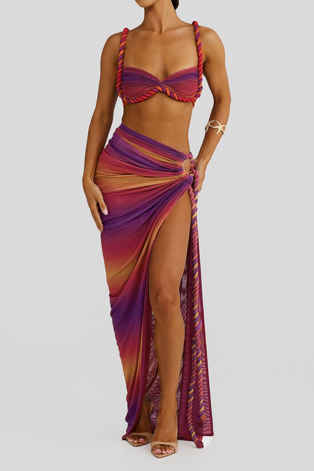 Mesh | Ombre Braided Three-Pieces Bikini Set