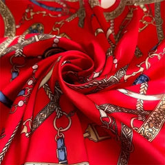 Rosa Silk Scarf | Vintage Equestrian Chain Print, Luxurious Square Scarf for Women