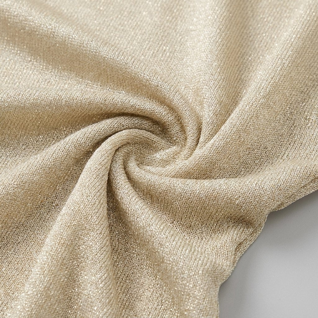 Cleo Metallic Knit Top | Off-Shoulder Gold, Fitted Silhouette
