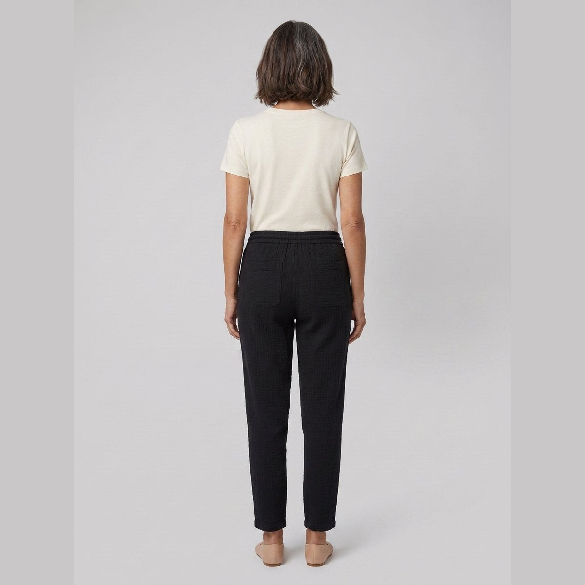 Dara Tapered Pants | Double Gauze Cotton, Elastic Waistband