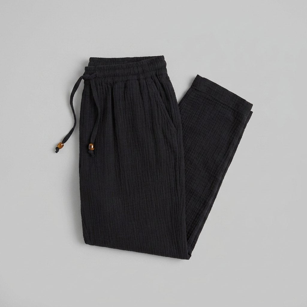 Dara Tapered Pants | Double Gauze Cotton, Elastic Waistband