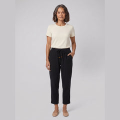 Dara Tapered Pants | Double Gauze Cotton, Elastic Waistband