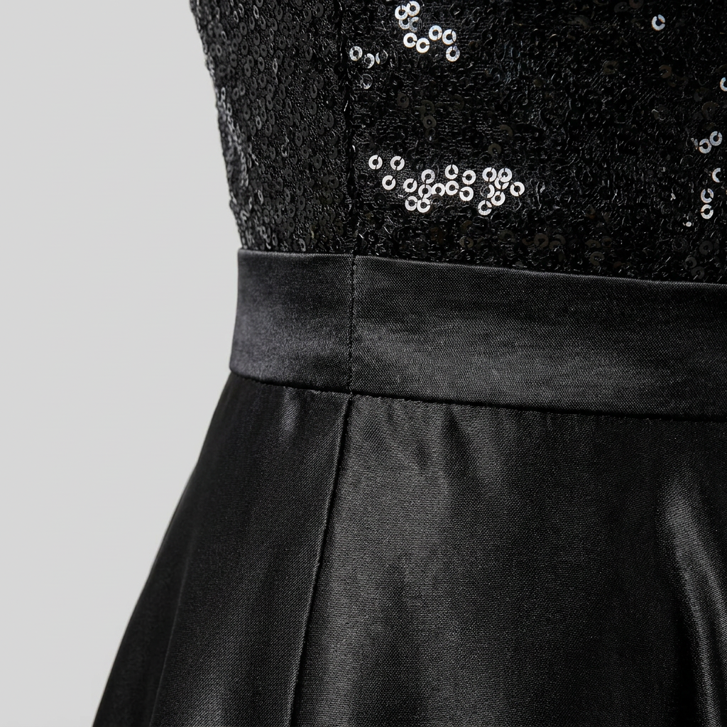 Serena Maxi Dress | Sequin Spliced, Long Sleeves, Elegant Floor-Length