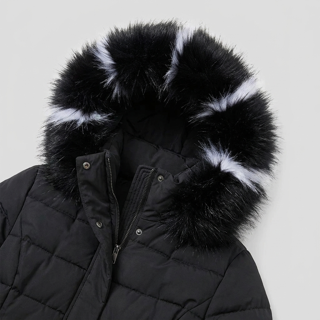 Quinna Black Puffer Jacket | Quilted, Hooded, Long Maxi Coat