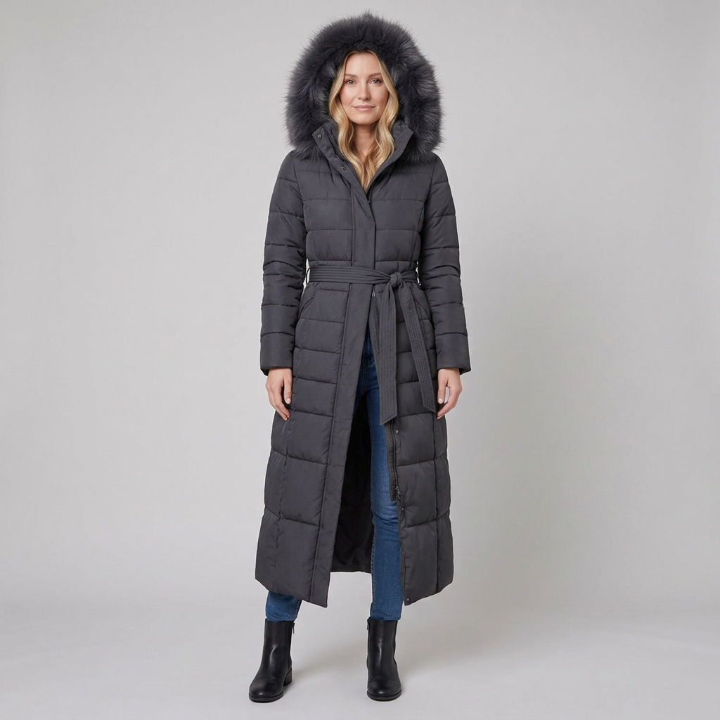Quinna Black Puffer Jacket | Quilted, Hooded, Long Maxi Coat