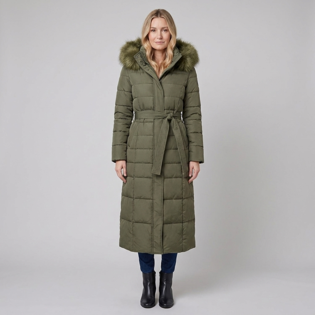 Quinna Black Puffer Jacket | Quilted, Hooded, Long Maxi Coat
