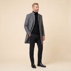 Garrick Men's Wool Blend Coat | Tailored Slim Fit, Stand-Collar Overcoat