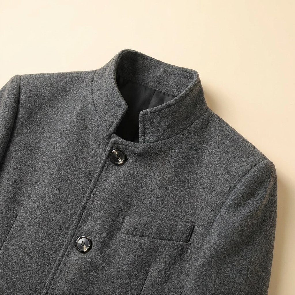 Garrick Men's Wool Blend Coat | Tailored Slim Fit, Stand-Collar Overcoat