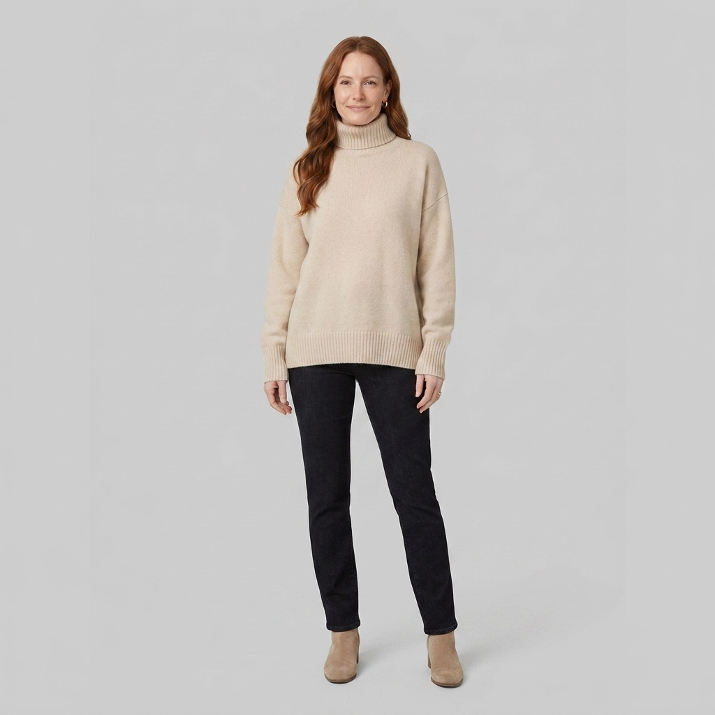 Liora Women's Sweater | Cashmere blend Turtleneck Knitwear, High Collar