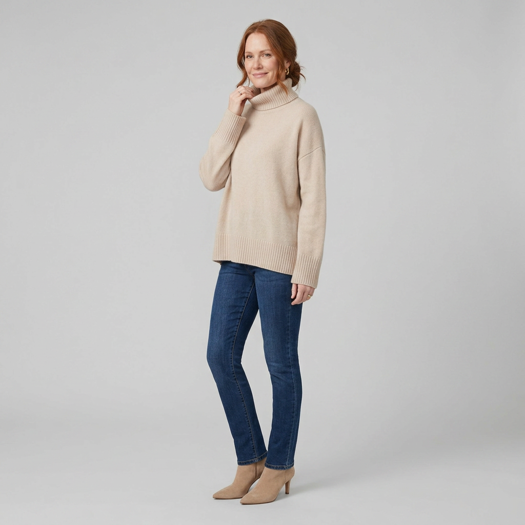 Liora Women's Sweater | Cashmere blend Turtleneck Knitwear, High Collar