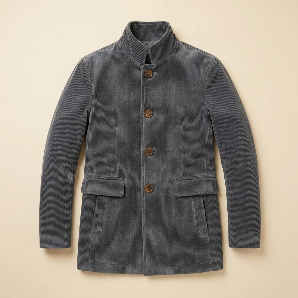 Jasper Men's Coat | Slim-Fit Corduroy, Stand Collar