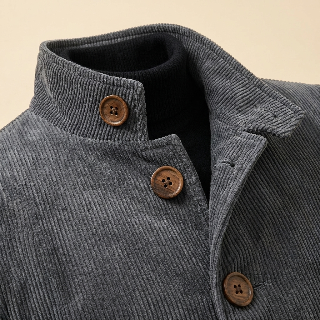 Jasper Men's Coat | Slim-Fit Corduroy, Stand Collar