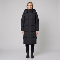 Liora Long Puffer Coat | Hooded, Wind-Resistant Winter Outerwear