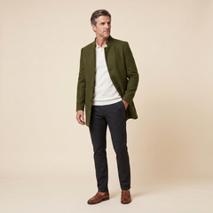 Jaxon Men's Coat | Slim Fit Wool, Collarless Open Front Blazer