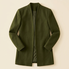 Jaxon Men's Coat | Slim Fit Wool, Collarless Open Front Blazer