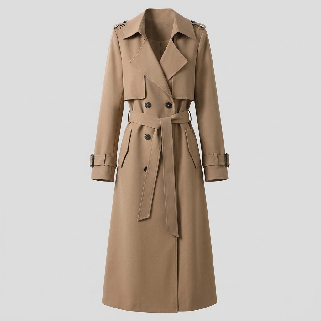 Dalia Maxi Trench Coat Women | Double Breasted, Belted, Relaxed Fit