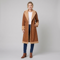 Jovia Trench Coat Women | Faux Suede, Full-Length Warmth