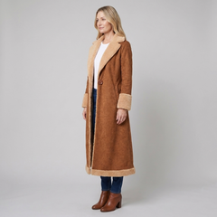 Jovia Trench Coat Women | Faux Suede, Full-Length Warmth