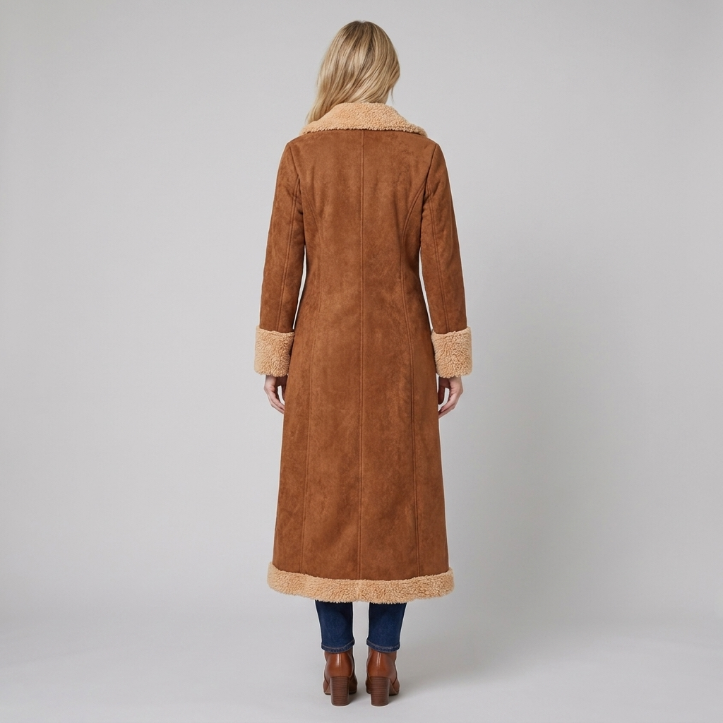Jovia Trench Coat Women | Faux Suede, Full-Length Warmth