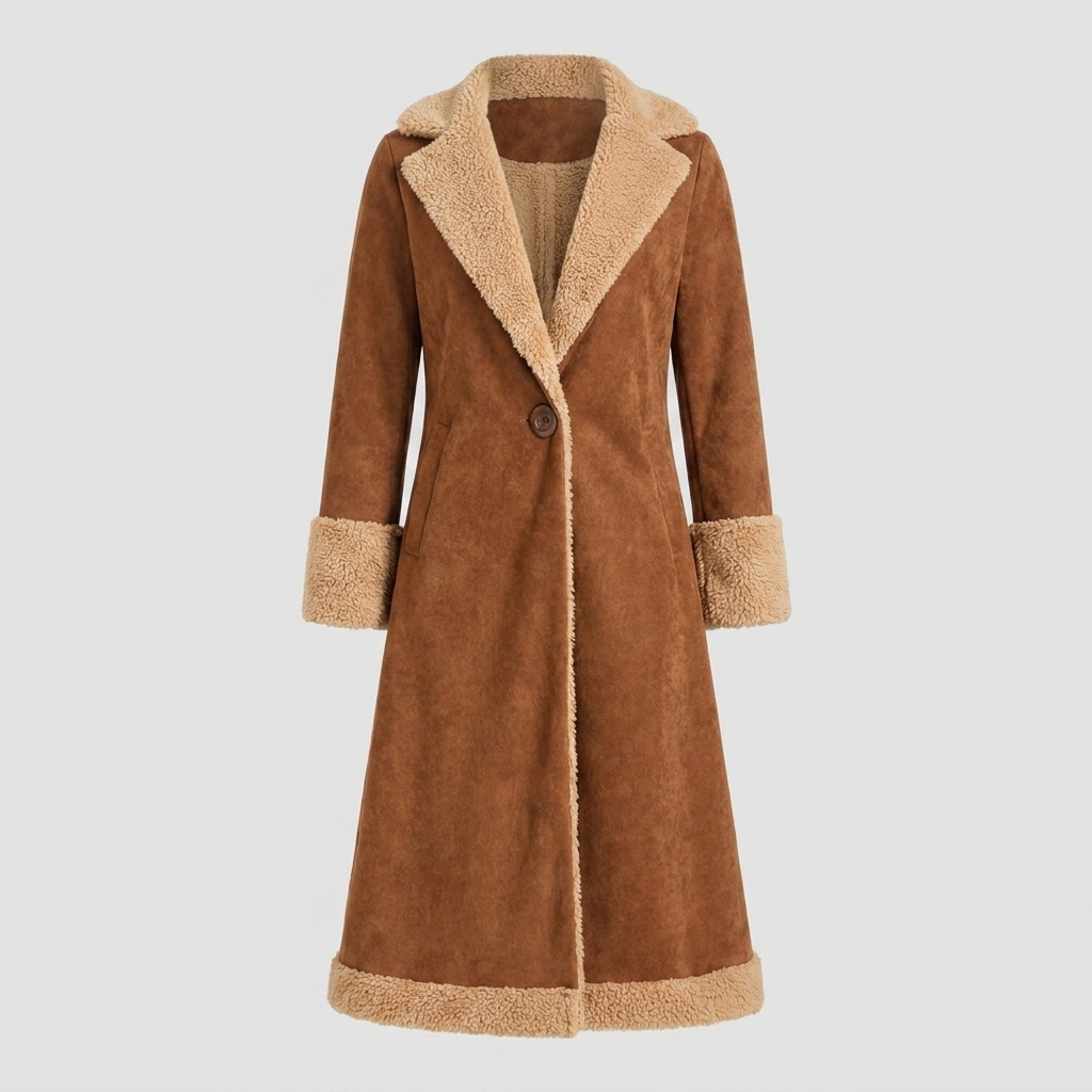 Jovia Trench Coat Women | Faux Suede, Full-Length Warmth