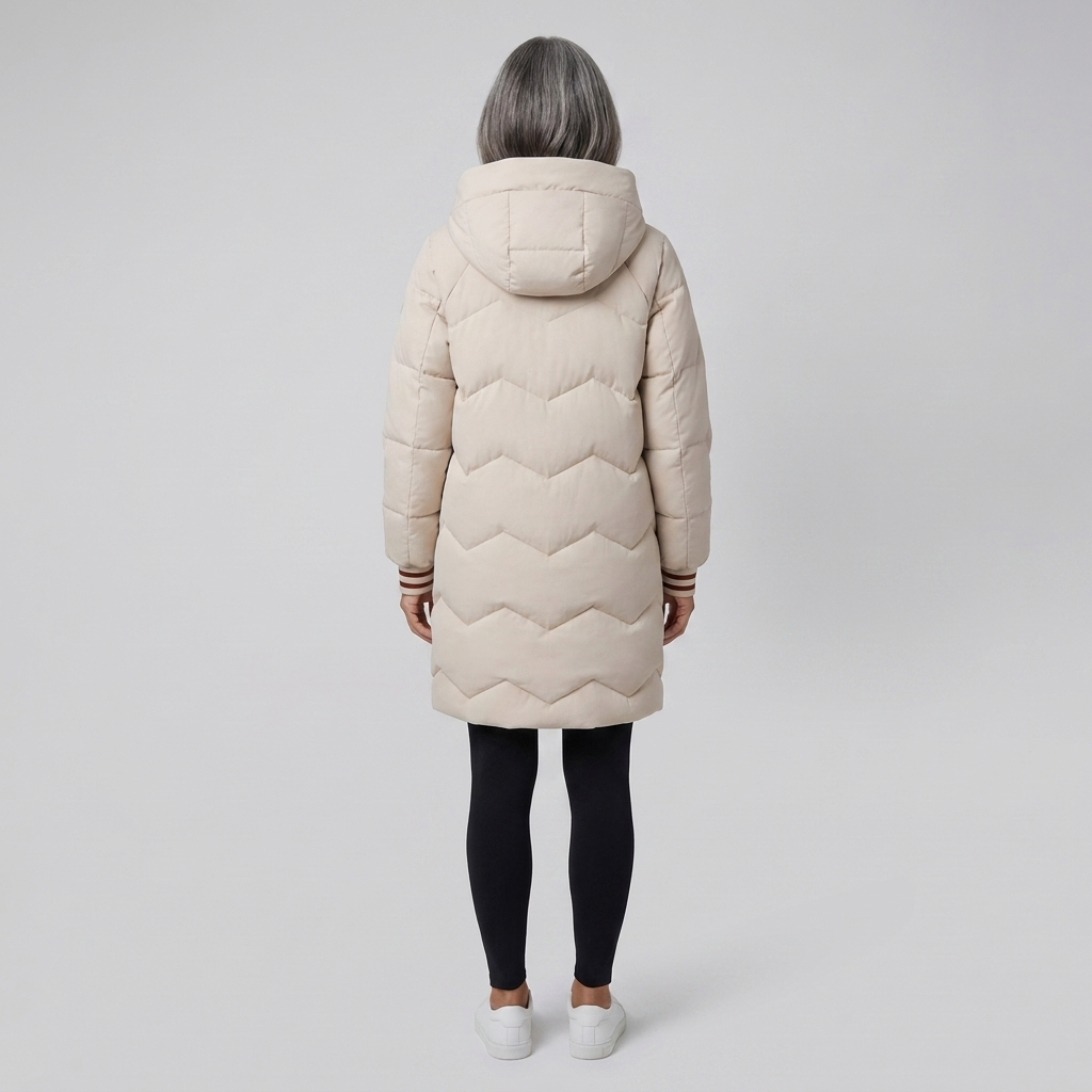 Bella Winter Coat | Long Beige Puffer Jacket, Lightweight Down Design