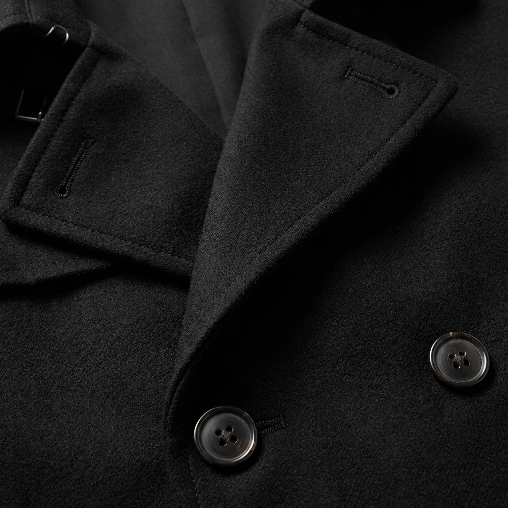 Maverick Mens Peacoat Jacket | Double-Breasted Wool, Slim Fit, Black