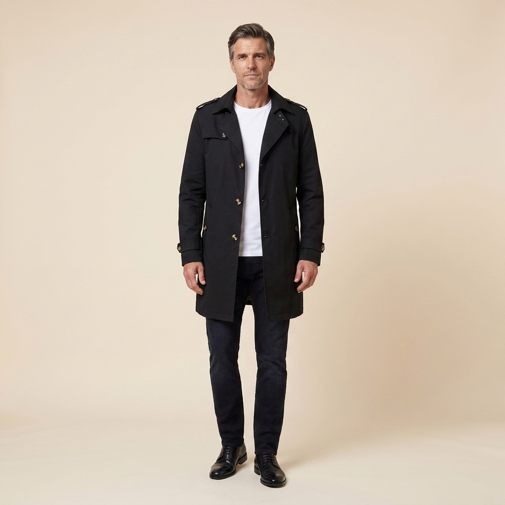 Carter Trench Coat Men | Knee-Length, Regular Fit, Adjustable Belt
