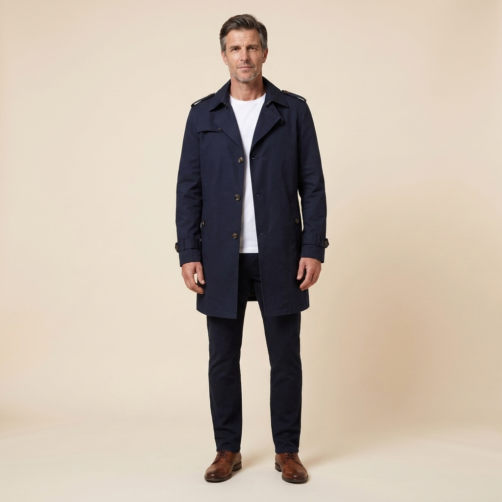 Carter Trench Coat Men | Knee-Length, Regular Fit, Adjustable Belt