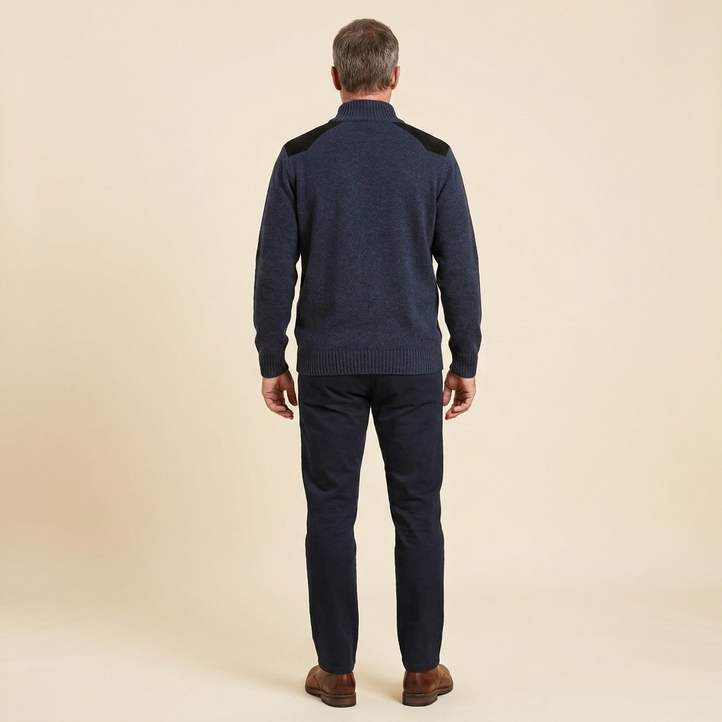 Haven Men's Sweater | Quarter Zip, Knitted Stand-Up Collar