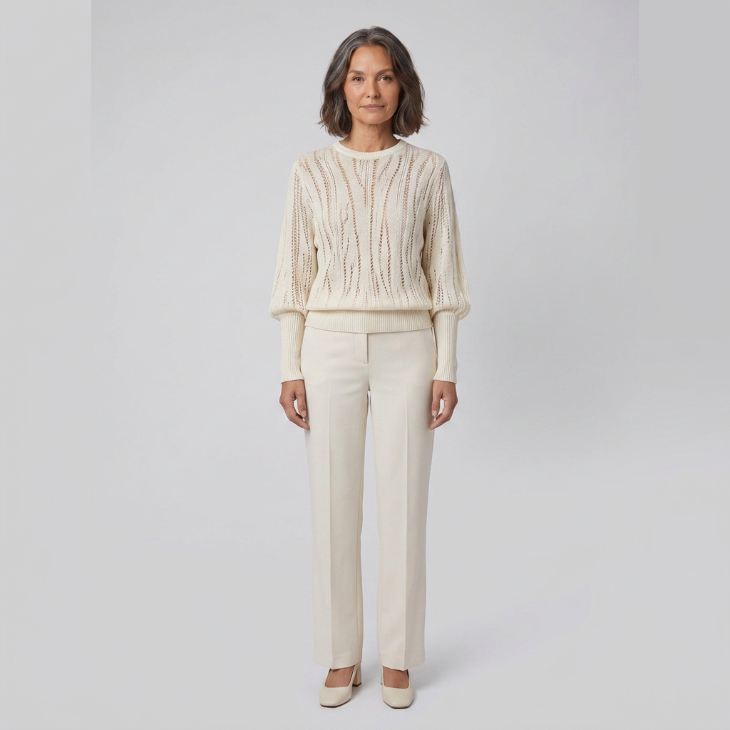 Ophelia Sweater | Ribbed Knit, Openwork Dolman Sleeve