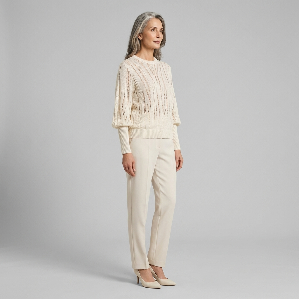 Ophelia Sweater | Ribbed Knit, Openwork Dolman Sleeve