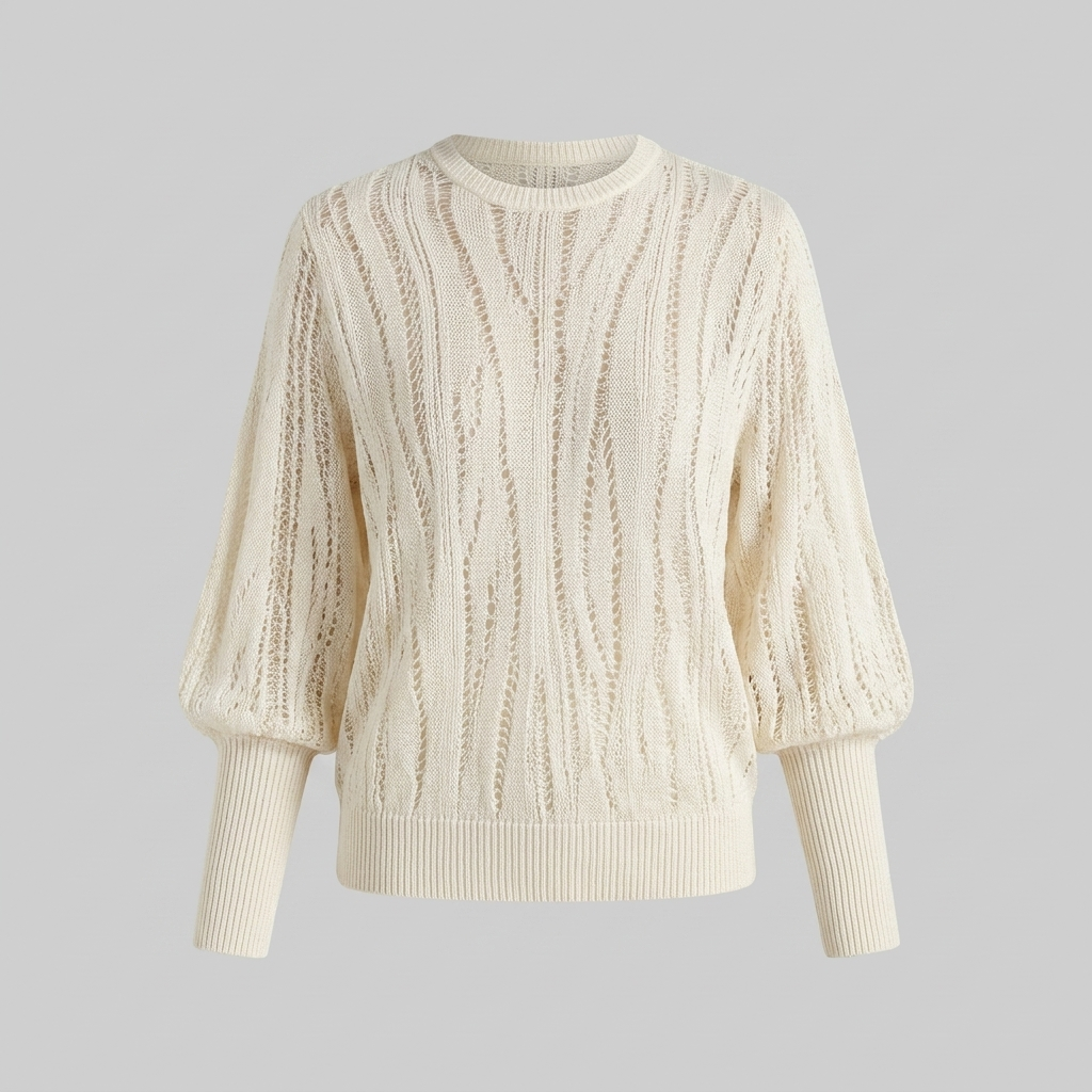 Ophelia Sweater | Ribbed Knit, Openwork Dolman Sleeve