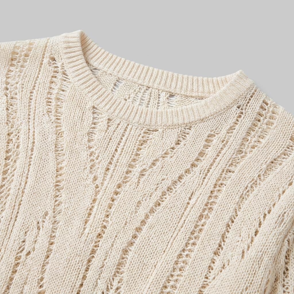 Ophelia Sweater | Ribbed Knit, Openwork Dolman Sleeve
