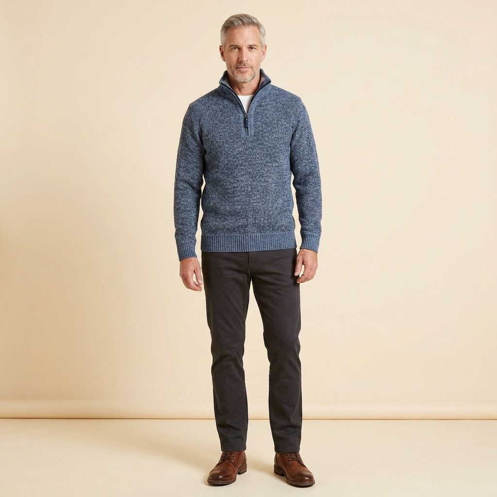 Heston Quarter Zip Sweatshirt | Knitted Warm Fleece, Slim Fit