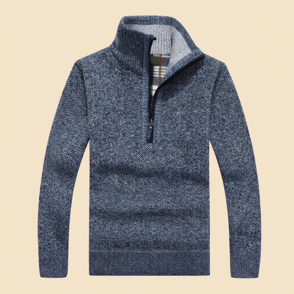 Heston Quarter Zip Sweatshirt | Knitted Warm Fleece, Slim Fit