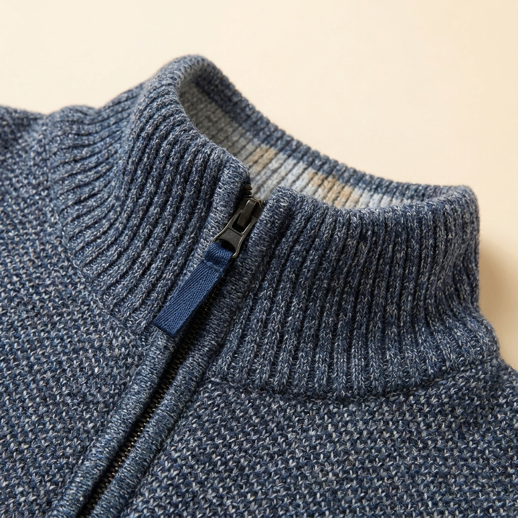 Heston Quarter Zip Sweatshirt | Knitted Warm Fleece, Slim Fit
