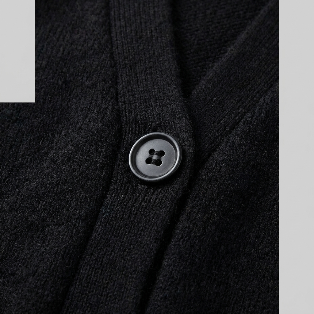 Sable Black Cardigan | Soft Knit with Pockets, V-Neck Design