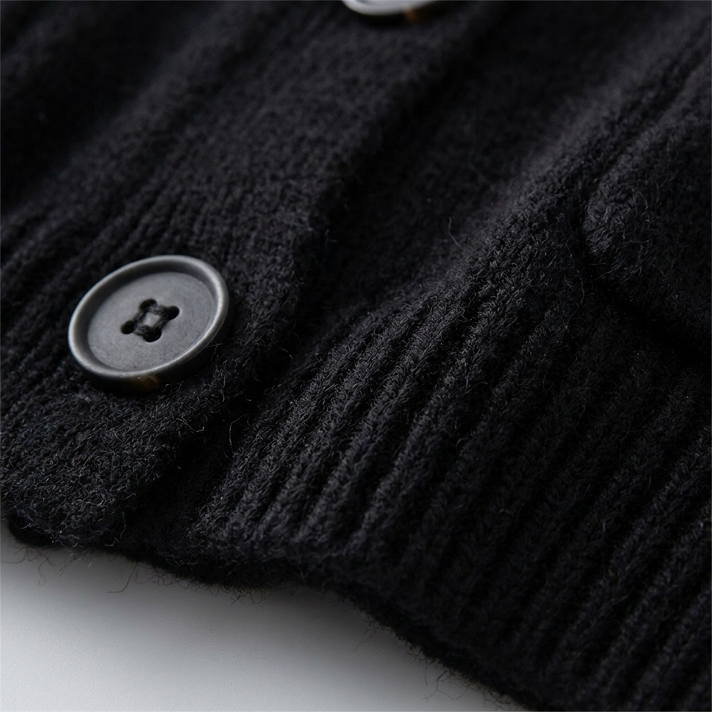 Sable Black Cardigan | Soft Knit with Pockets, V-Neck Design