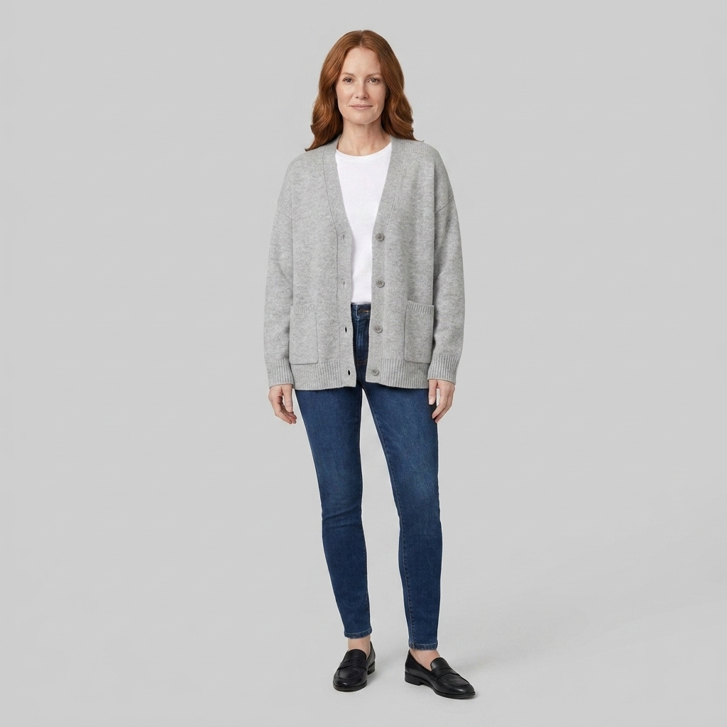 Sable Black Cardigan | Soft Knit with Pockets, V-Neck Design