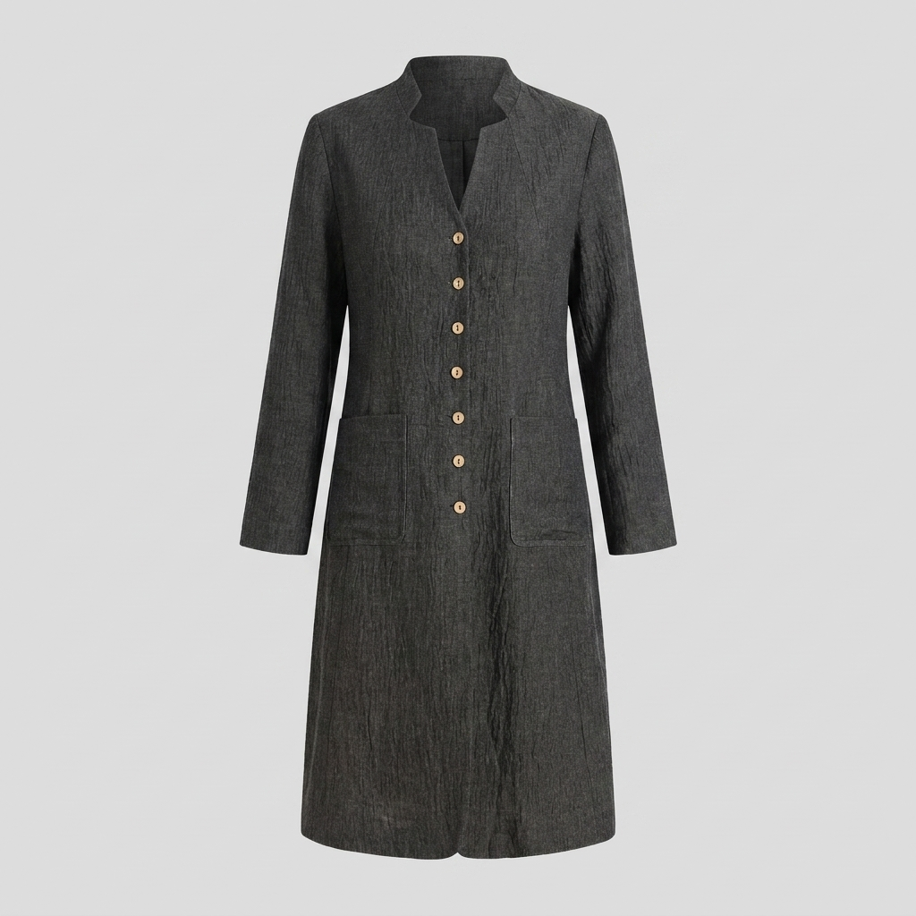 Jovia Linen Shirt Jacket | Mandarin Collar, Button-Up, Women's Fashion