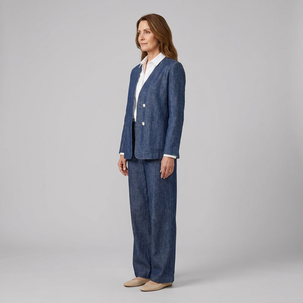 Elysian Reversible Jacket | Lyocell Linen, Denim Texture, V-Neck