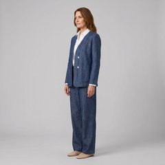 Elysian Reversible Jacket | Lyocell Linen, Denim Texture, V-Neck